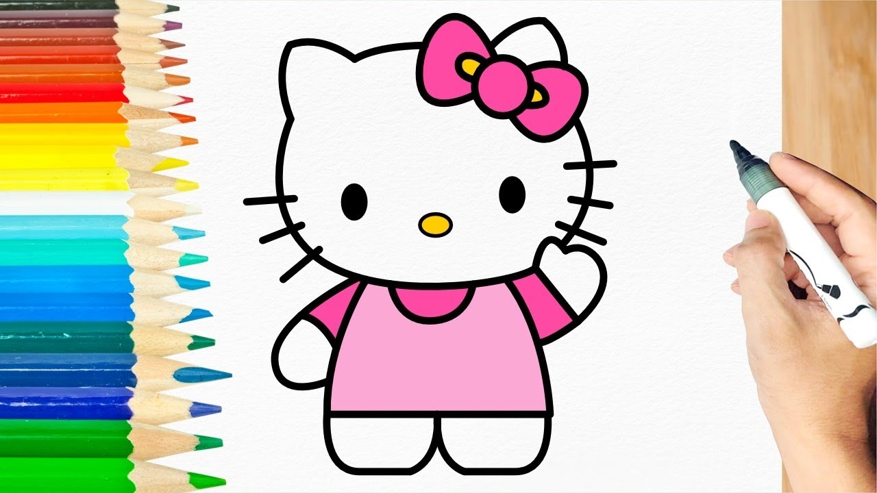 HOW TO DRAW HELLO KITTY AND COLORING EASY DRAWING YouTube HOW TO DRAW HELLO KITTY AND COLORING EASY DRAWING YouTube