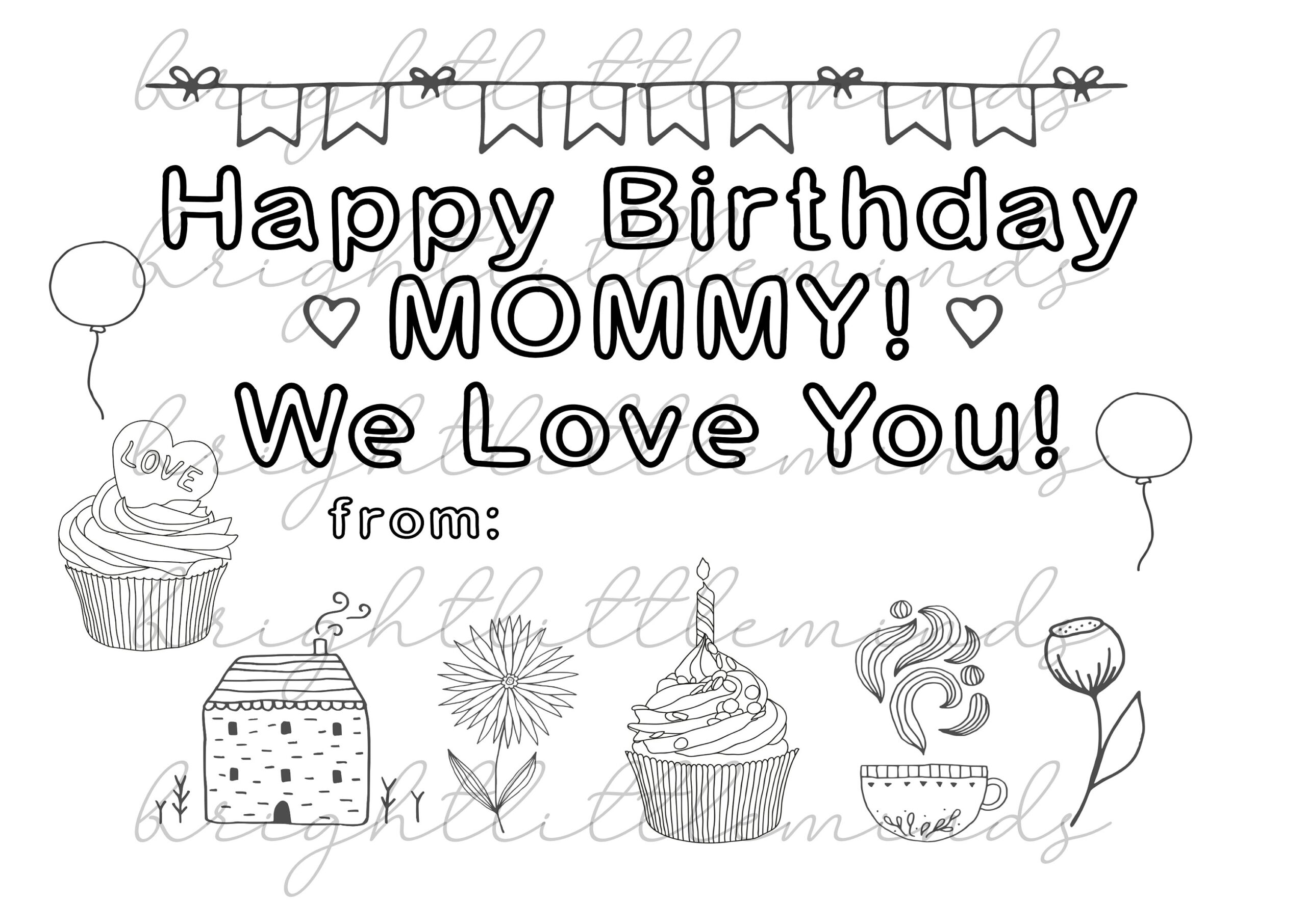 Instant Download Printable Happy Birthday Mommy DIY Kids Activity Coloring Gift For Mom Fun Card Made By Kids Letter A4 PDF Etsy