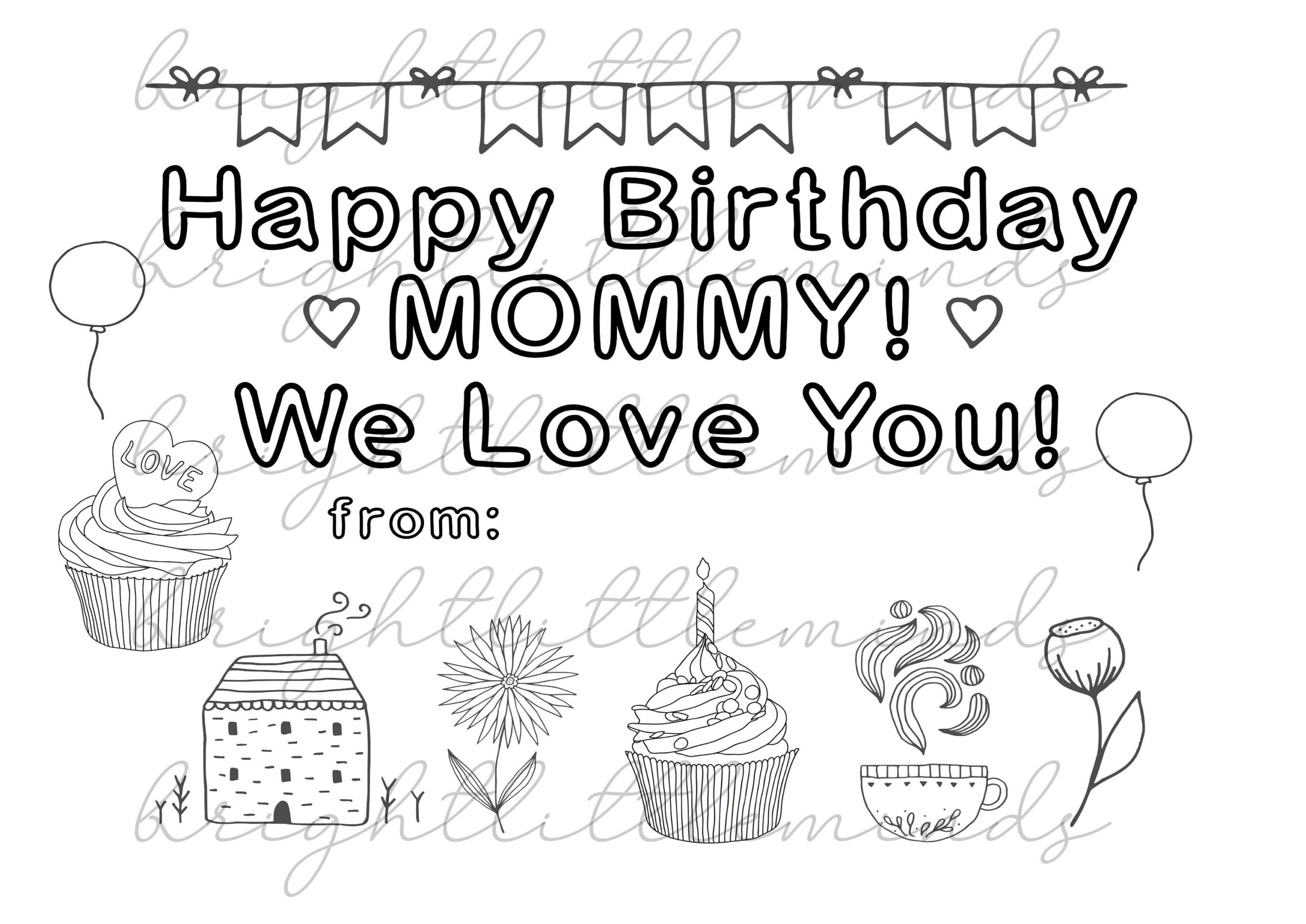 Instant Download Printable Happy Birthday Mommy DIY Kids Activity Coloring Gift For Mom Fun Card Made By Kids Letter A4 PDF Etsy