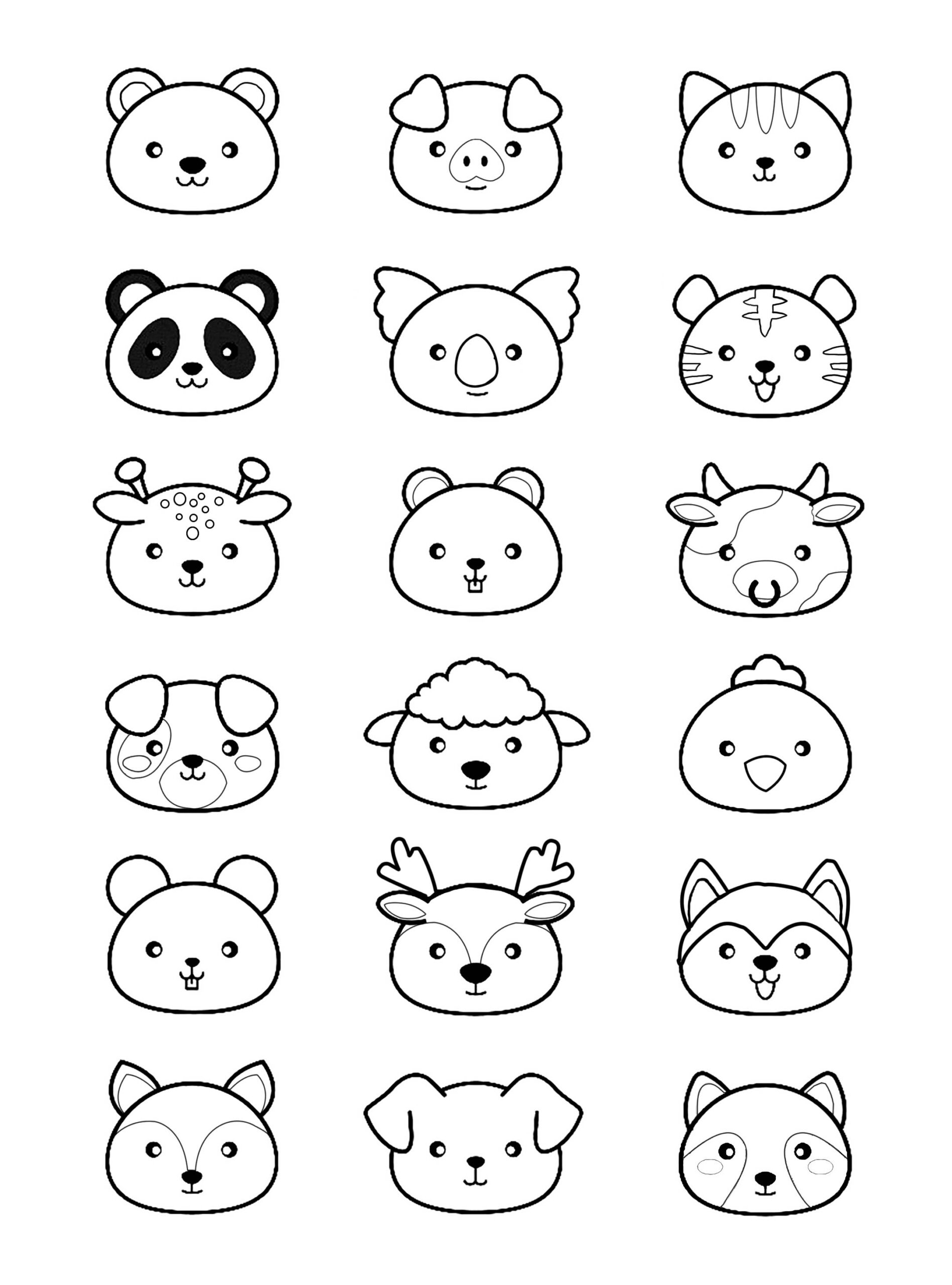 Kawaii Animals Panda Coloring Pages For Adults