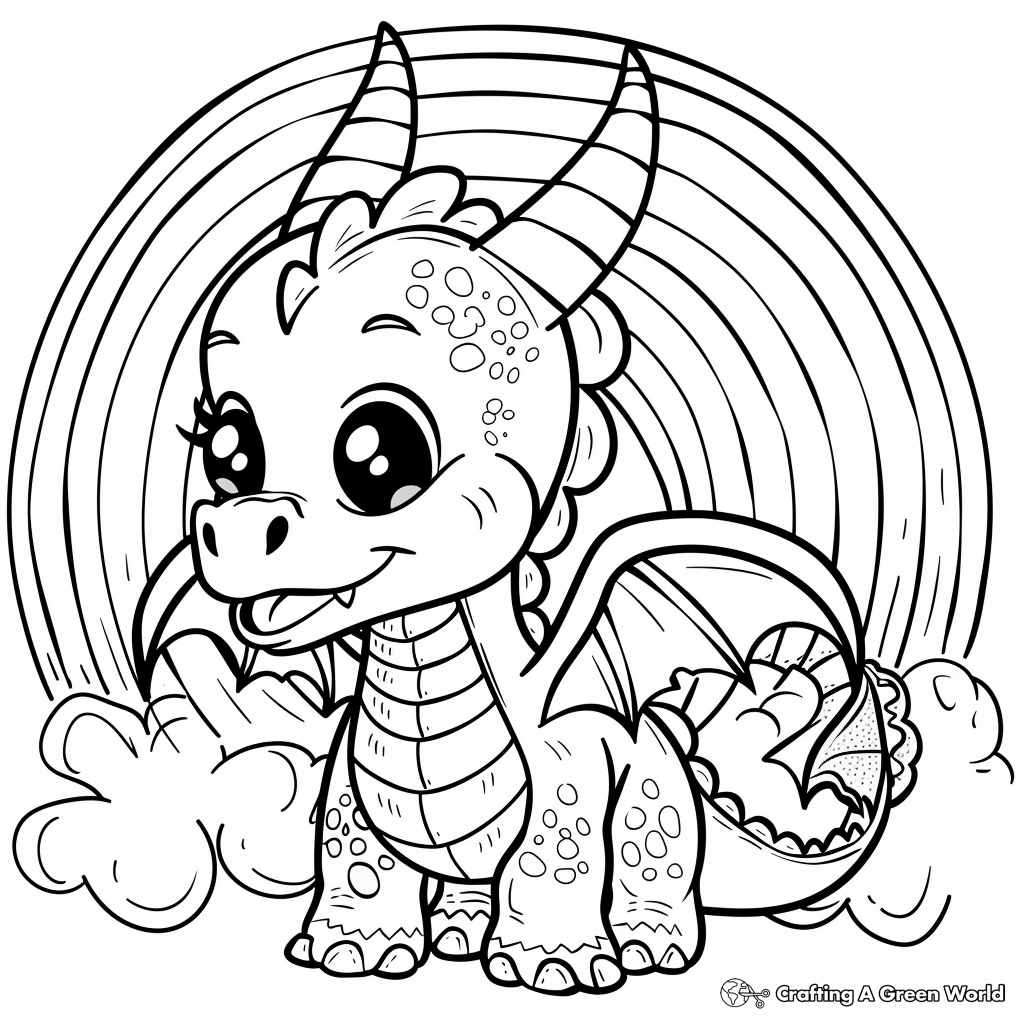 Kawaii Cute Dragon Coloring Pages Free Printable  Kawaii Cute Dragon Coloring Pages Free Printable