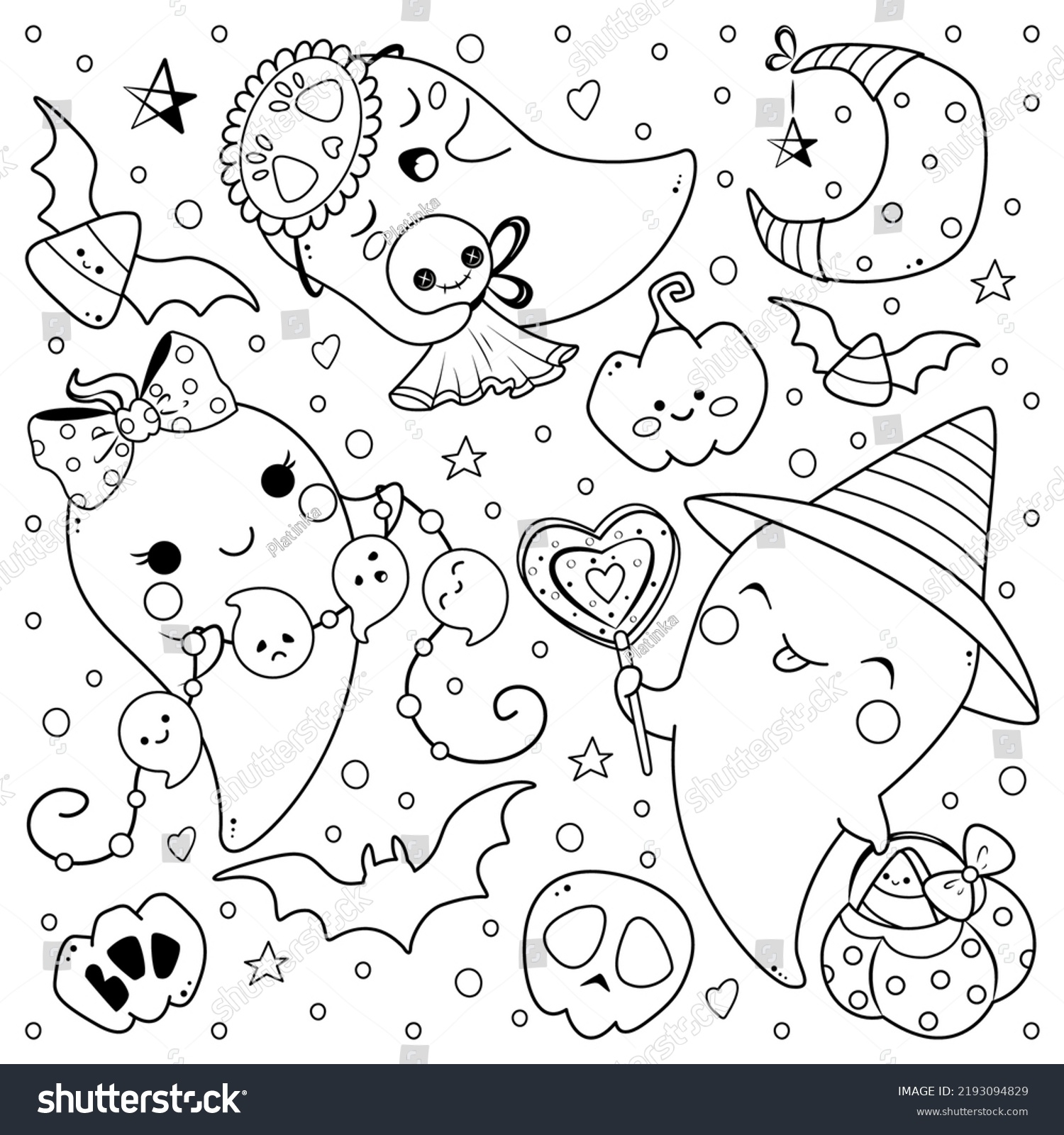 Kawaii Ghosts Halloween Coloring Page Outline Stock Vector Royalty Free 2193094829 Shutterstock Kawaii Ghosts Halloween Coloring Page Outline Stock Vector Royalty Free 2193094829 Shutterstock