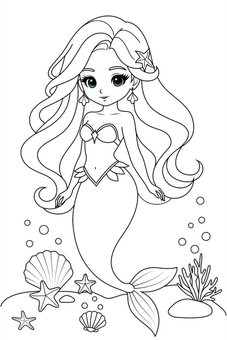 pictures of mermaids to colour