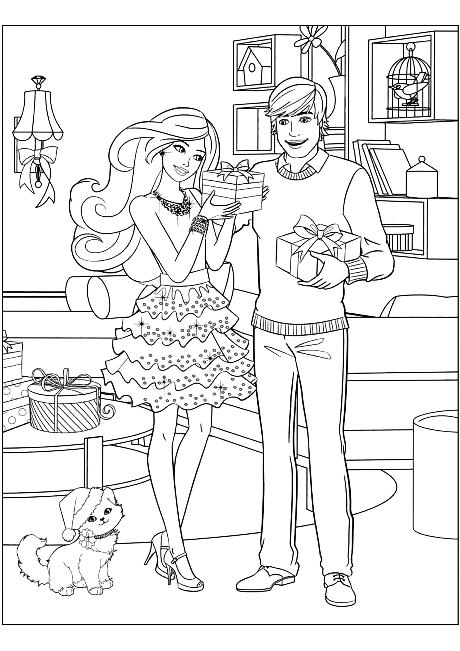 Ken And Barbie Give Each Other Gifts Barbie Coloring Pages Ken And Barbie Give Each Other Gifts Barbie Coloring Pages