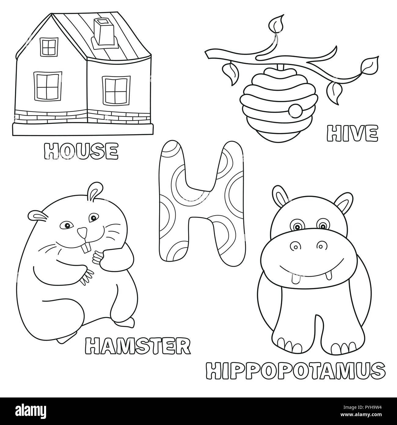 Kids Alphabet Coloring Book Page With Outlined Clip Arts Letter H Stock Vector Image Art Alamy Kids Alphabet Coloring Book Page With Outlined Clip Arts Letter H Stock Vector Image Art Alamy