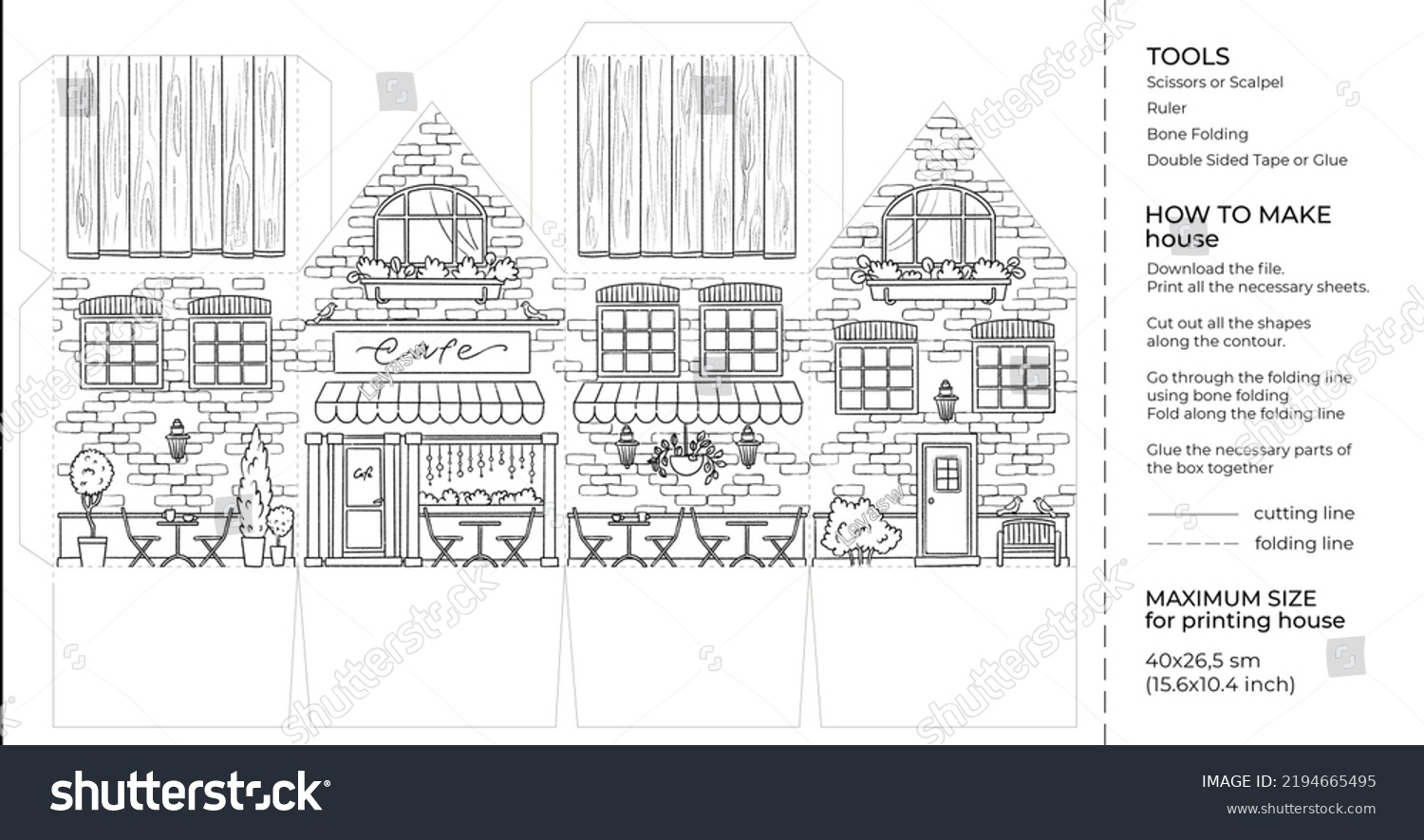 cutout printed house coloring