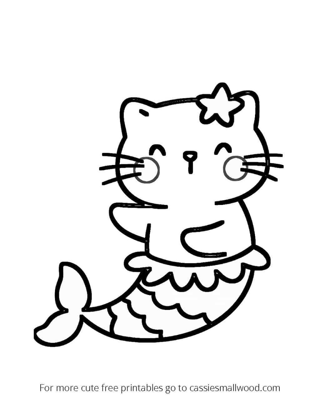 Kitty Mermaid Coloring Page Cassie Smallwood Kitty Mermaid Coloring Page Cassie Smallwood