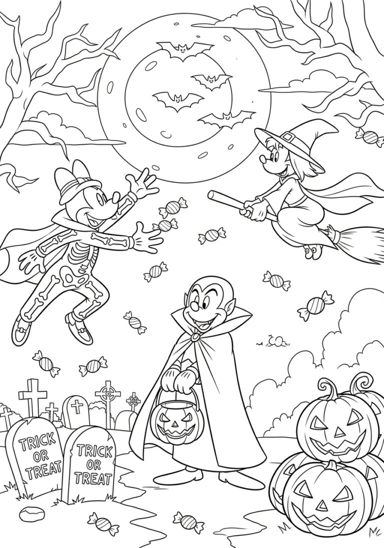 Large Disney Halloween Coloring Pages Printable Fun