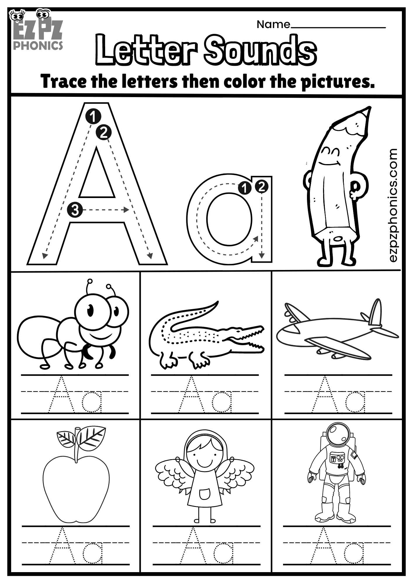 letter a pictures to color