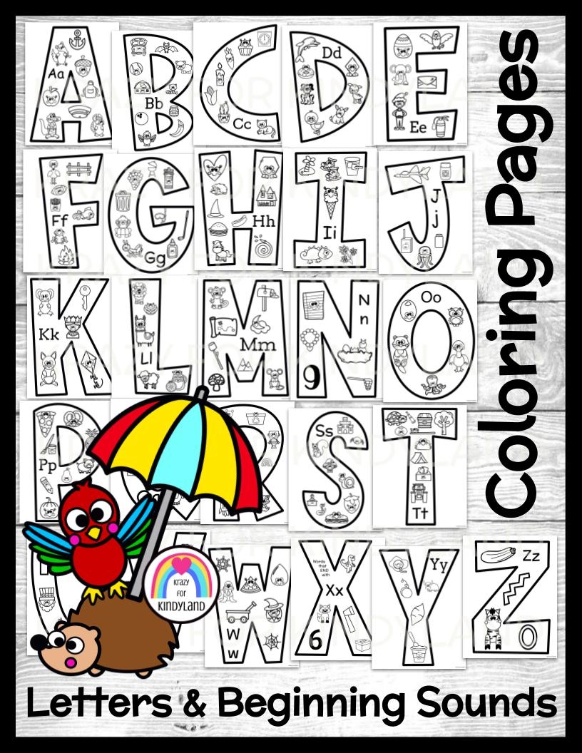 Letter Coloring Pages For Beginning Sounds Alphabet Preschool Kindergarten