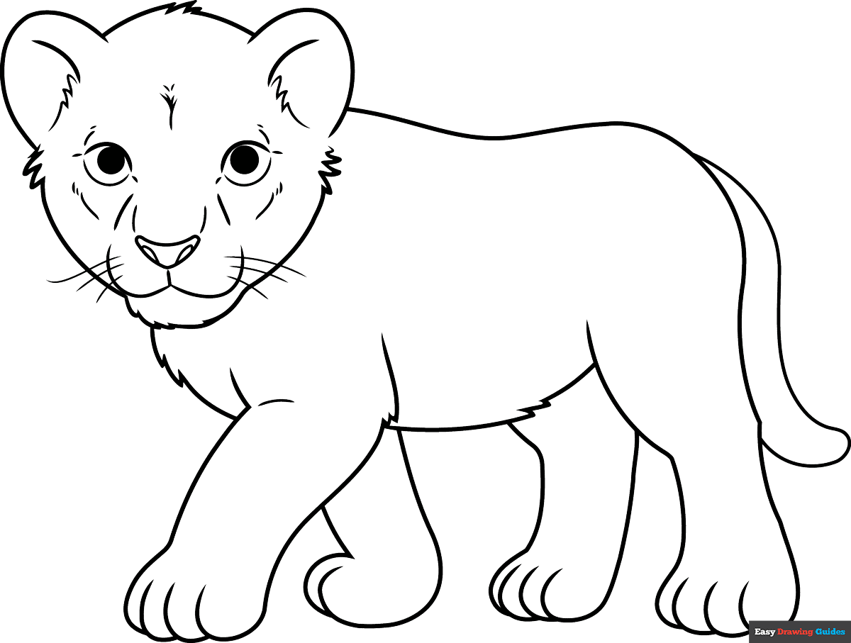 Lion Cub Coloring Page Easy Drawing Guides Lion Cub Coloring Page Easy Drawing Guides