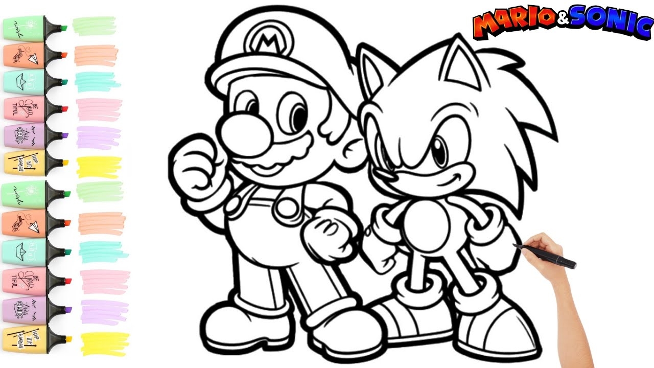 Mario And Sonic Coloring Coloring Videos coloring mario sonic enjoykids YouTube