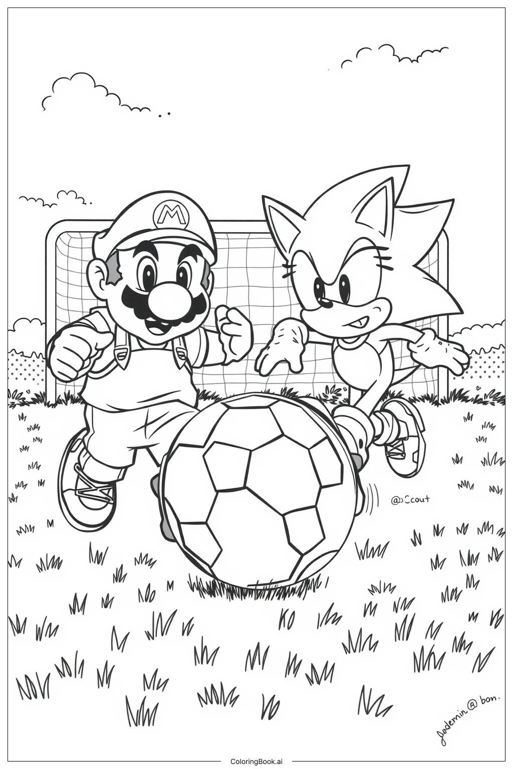 mario and sonic coloring pages