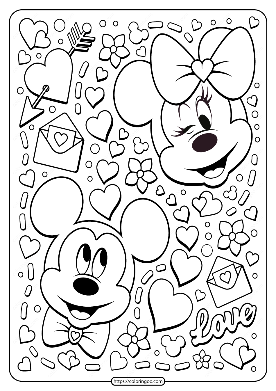 Mickey Minnie Mouse Valentine Coloring Page Mickey Minnie Mouse Valentine Coloring Page