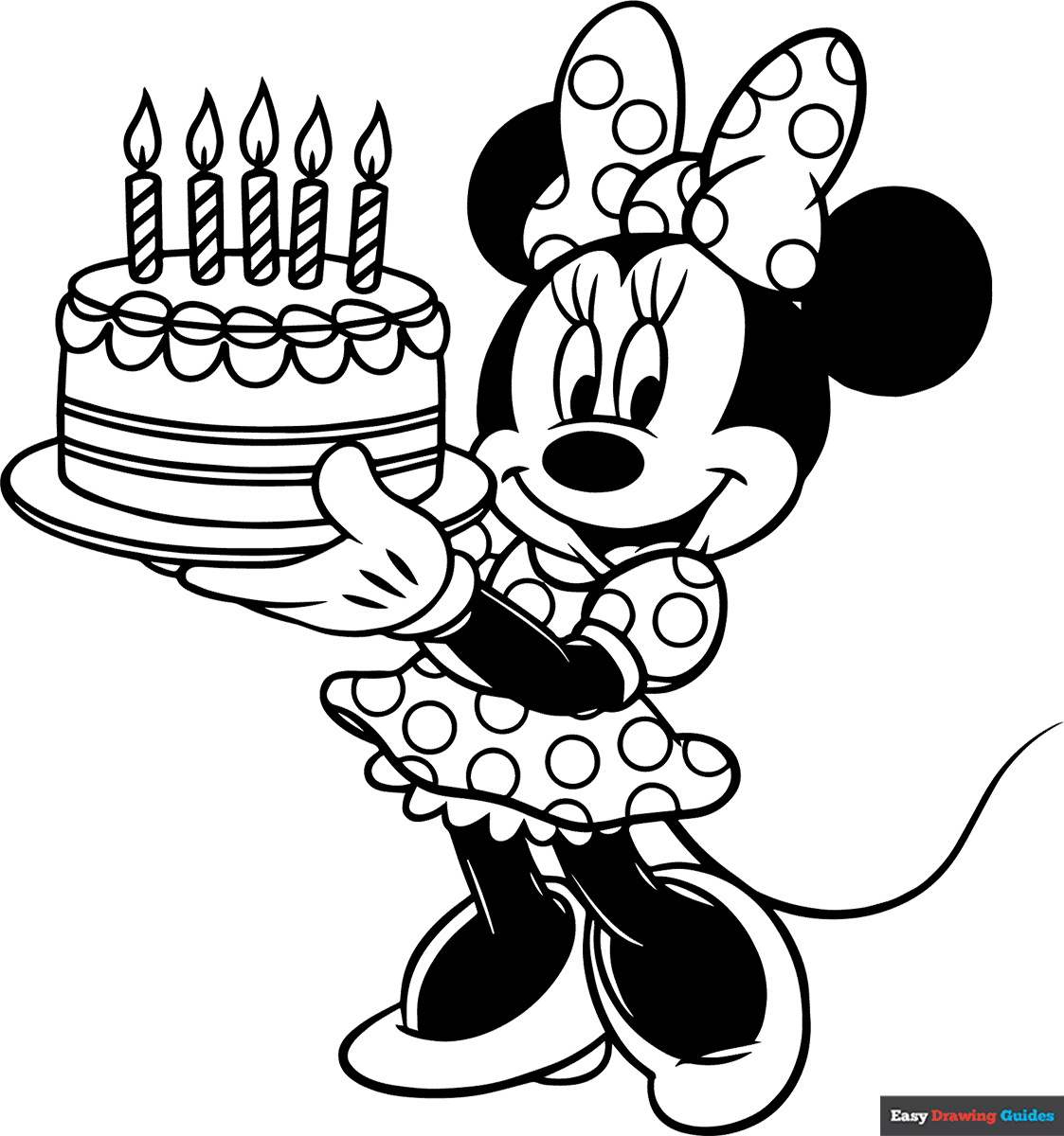 Minnie Mouse Holding A Cake Coloring Page Easy Drawing Guides Minnie Mouse Holding A Cake Coloring Page Easy Drawing Guides