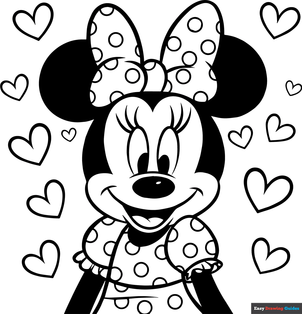 Minnie Mouse In Love Coloring Page Easy Drawing Guides Minnie Mouse In Love Coloring Page Easy Drawing Guides