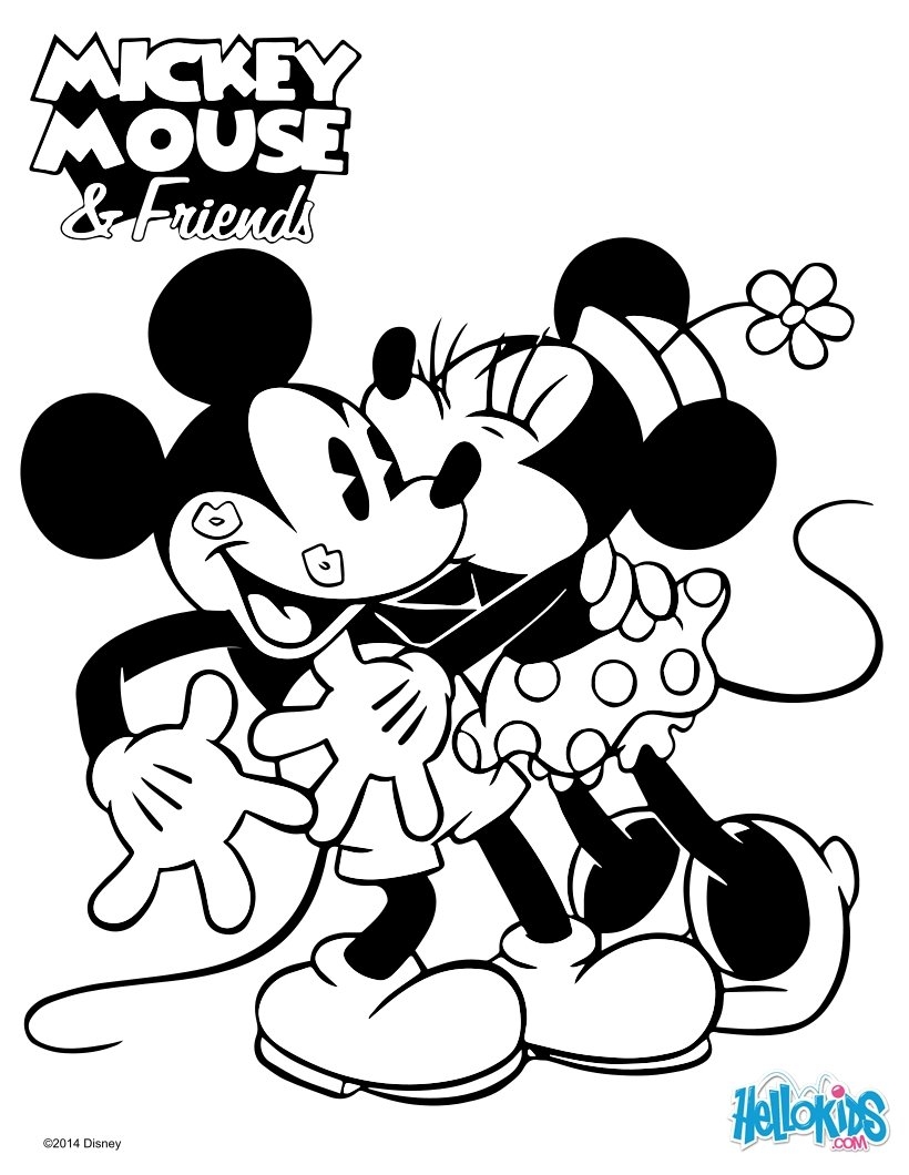 Minnie Mouse Kisses Mickey Coloring Pages Hellokids Minnie Mouse Kisses Mickey Coloring Pages Hellokids