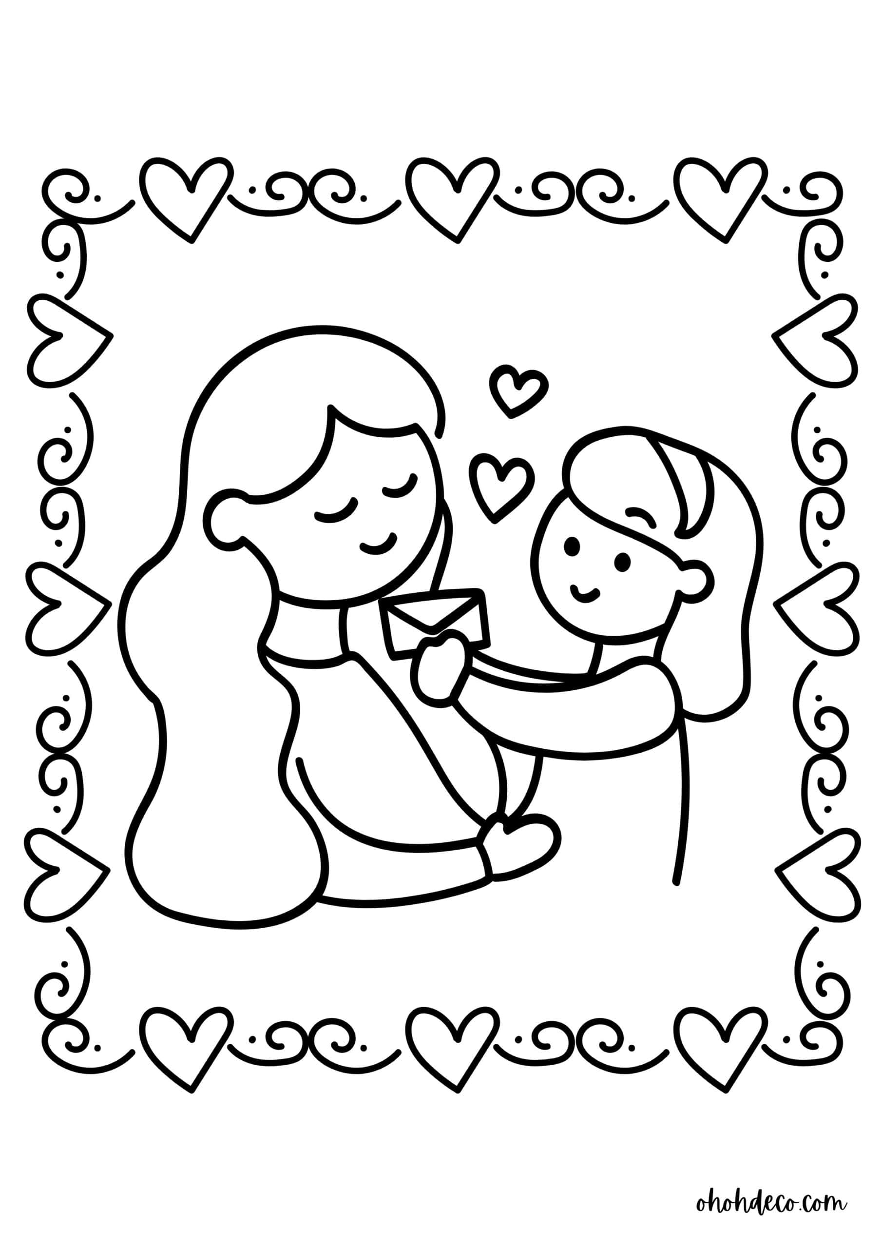 Mom daughter coloring page Ohoh Deco Mom daughter coloring page Ohoh Deco