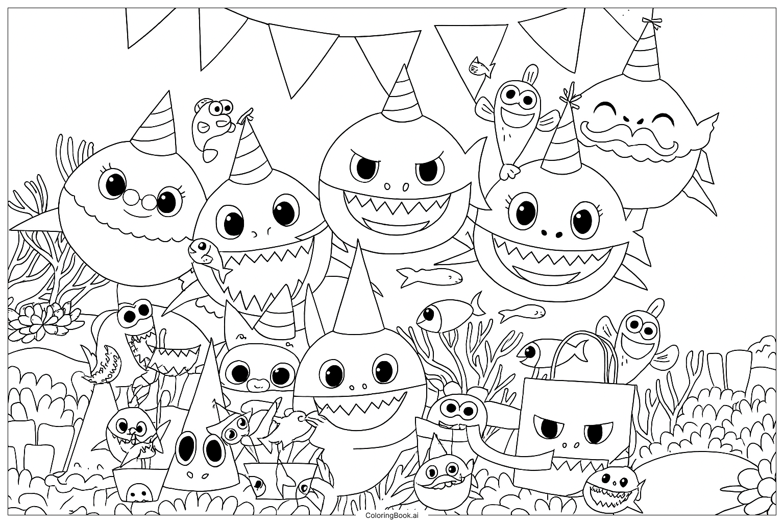 Mommy Shark And Baby Shark Coloring Page Free PDF PNG Printable  Mommy Shark And Baby Shark Coloring Page Free PDF PNG Printable
