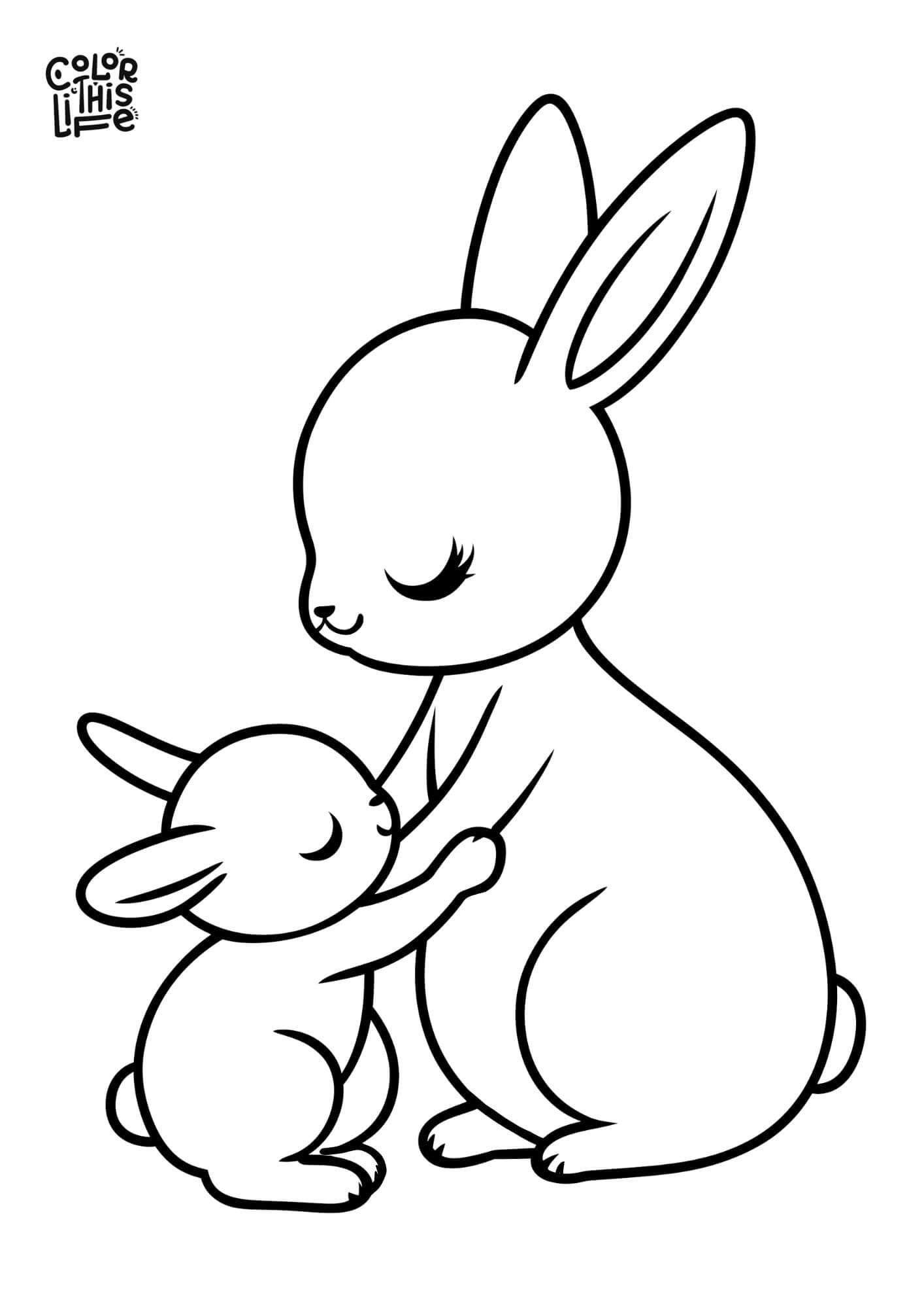 Mother And Baby Bunny Printable Coloring Page Color This Life Mother And Baby Bunny Printable Coloring Page Color This Life