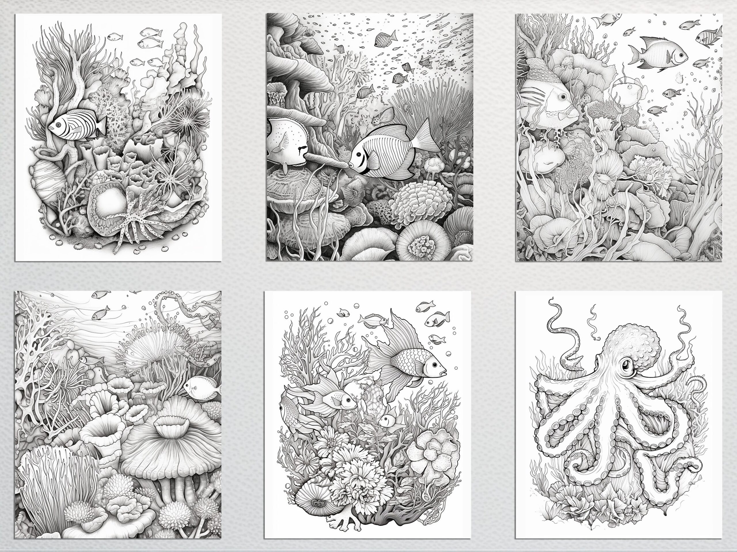 Ocean Animals Coloring Pages 40 Grayscale Undersea Designs PDF Etsy Ocean Animals Coloring Pages 40 Grayscale Undersea Designs PDF Etsy