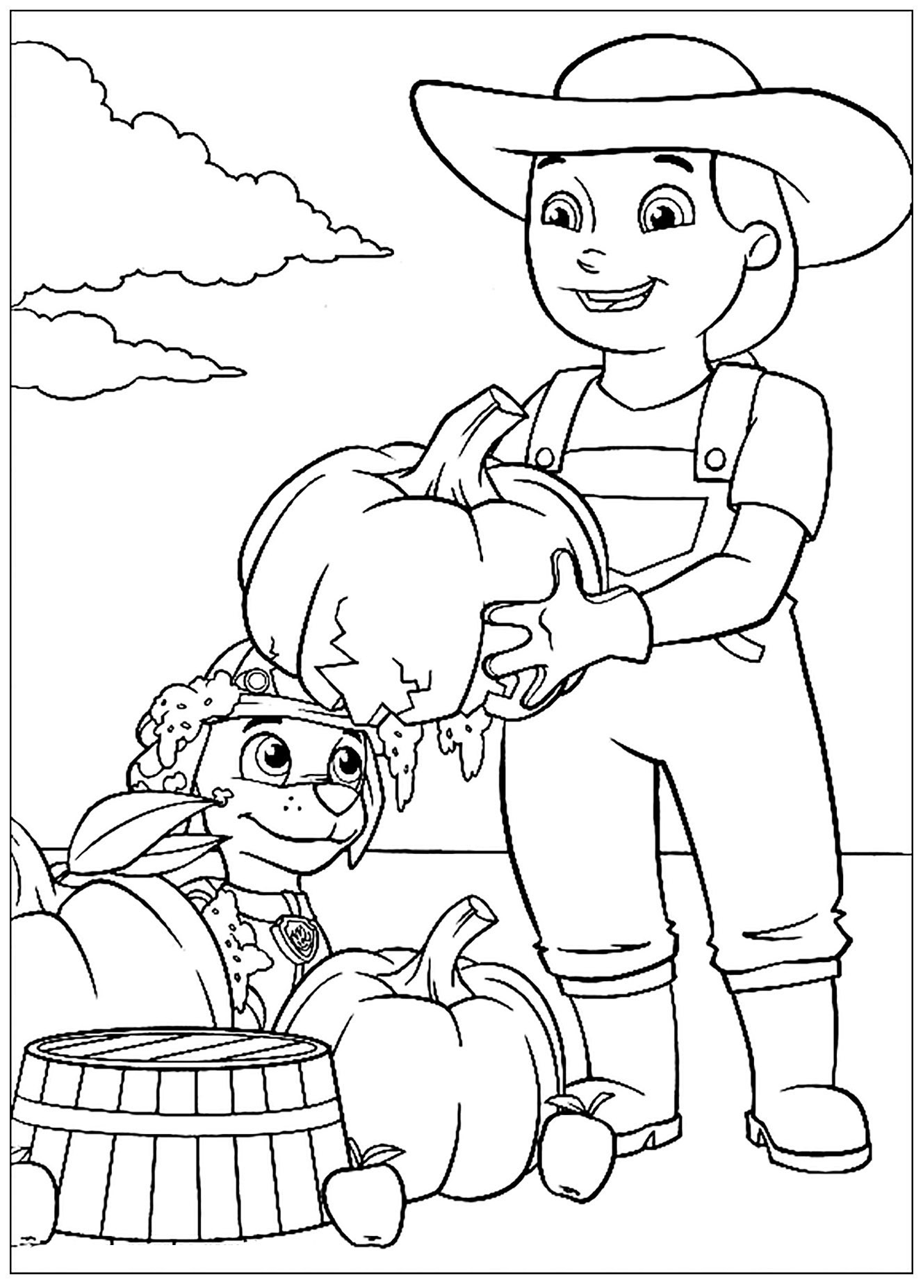 Patrouille Broken Pumpkin Paw Patrol Coloring Pages
