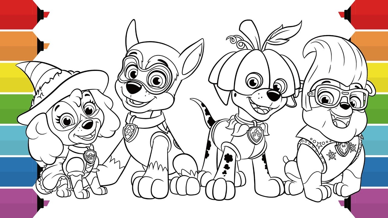 PAW Patrol Halloween Coloring Page Chase Marshall Skye Rubble Rescue Pups YouTube PAW Patrol Halloween Coloring Page Chase Marshall Skye Rubble Rescue Pups YouTube