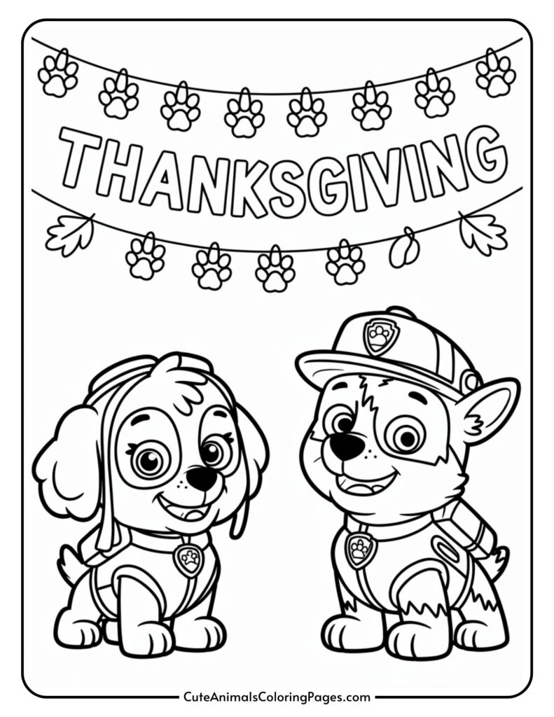 Paw Patrol Thanksgiving Coloring Pages 9 Sheets To Color Cute Animals Coloring Pages Paw Patrol Thanksgiving Coloring Pages 9 Sheets To Color Cute Animals Coloring Pages