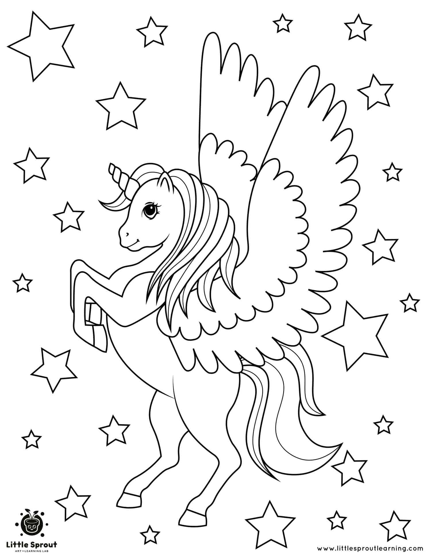 Pegasus Unicorn Coloring Page Little Sprout Art Learning Pegasus Unicorn Coloring Page Little Sprout Art Learning