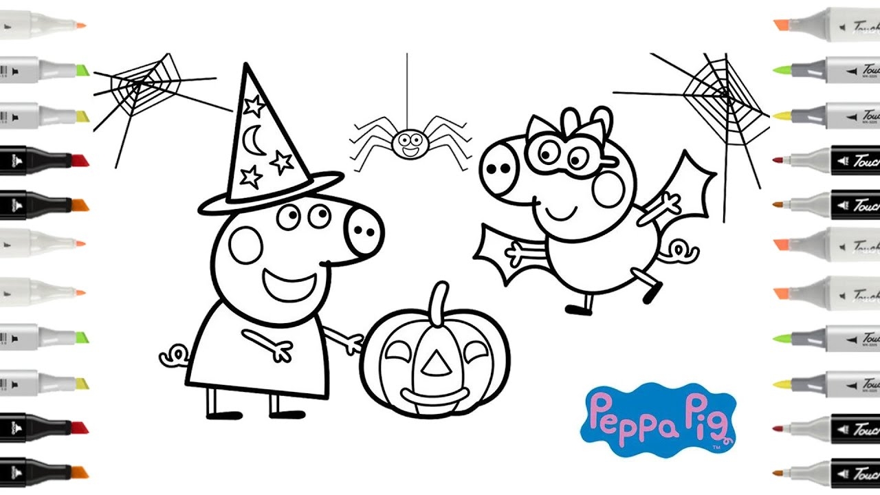 Peppa Pig Spooky Halloween Coloring Page YouTube Peppa Pig Spooky Halloween Coloring Page YouTube