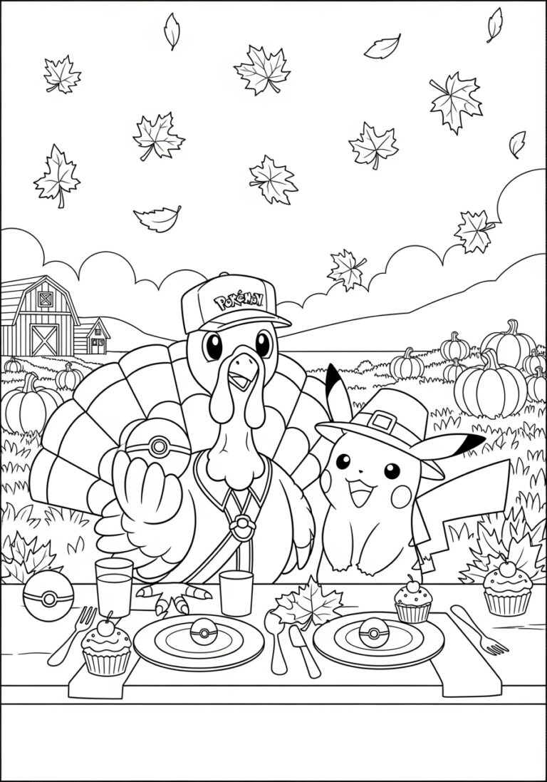 Pok mon Thanksgiving Coloring Pages For Kids