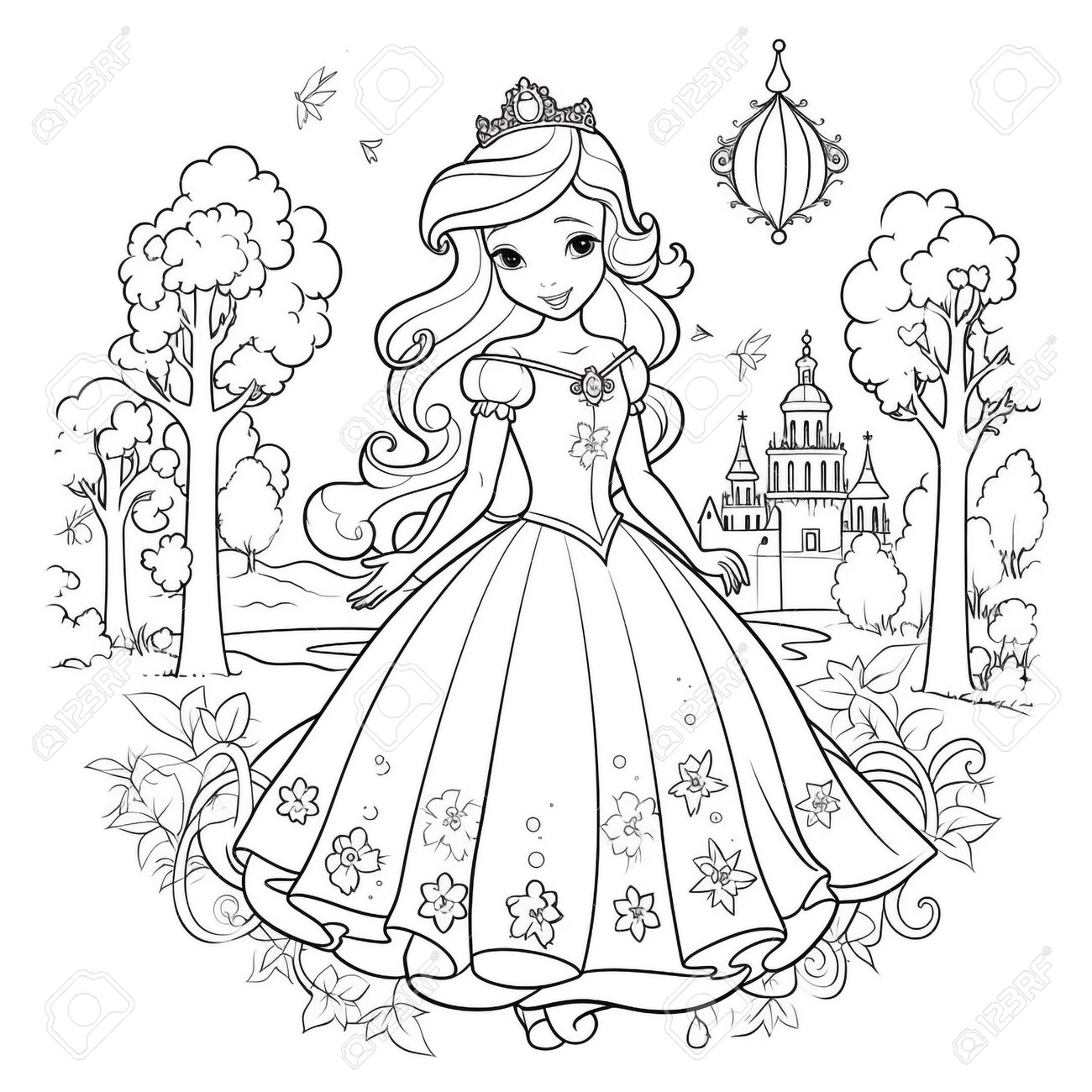 Princess Coloring Page Stock Photo Picture And Royalty Free Image Image 210456344  Princess Coloring Page Stock Photo Picture And Royalty Free Image Image 210456344