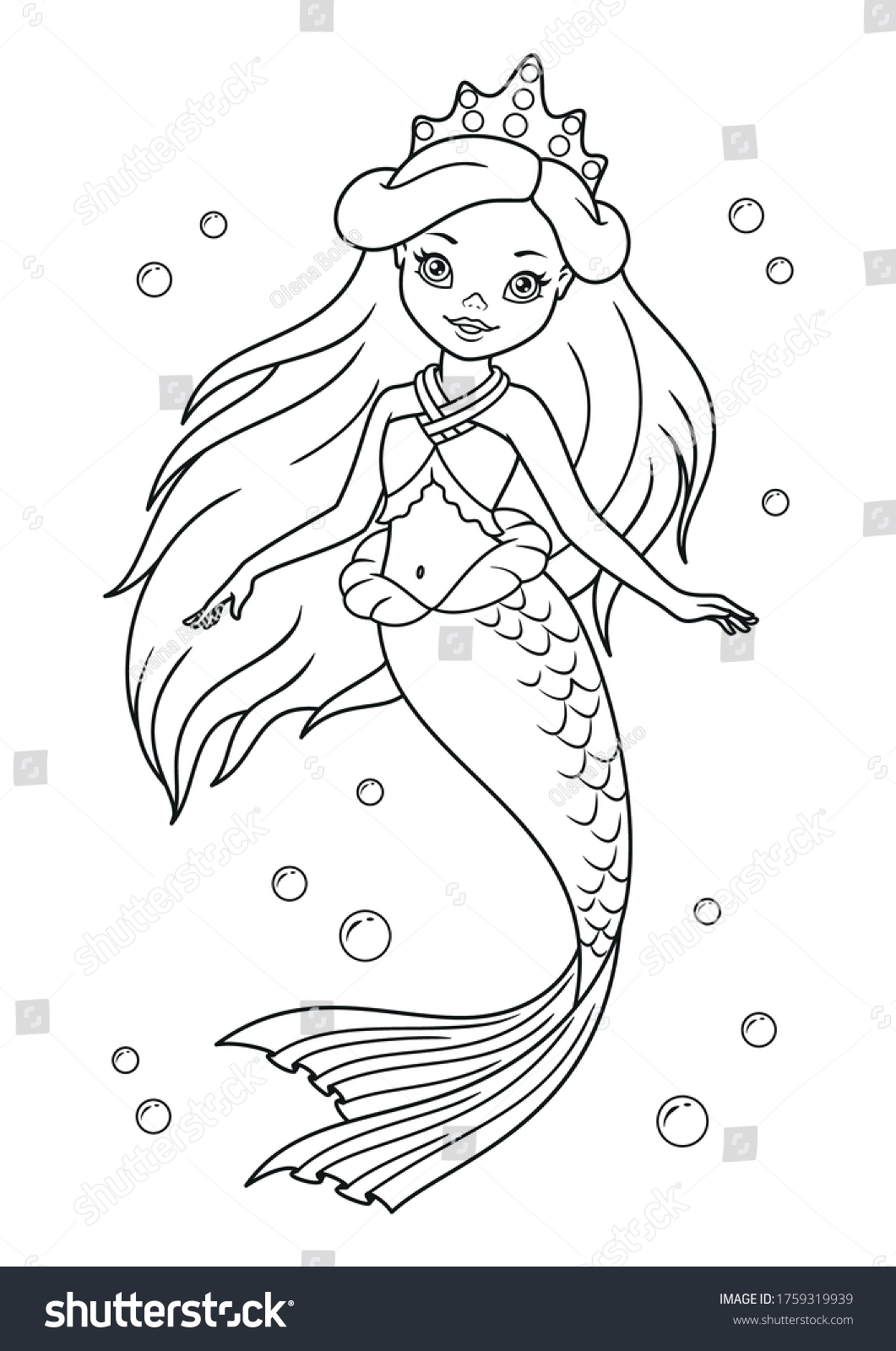 Princess Mermaid Coloring Pageblack White Cartoon Stock Vector Royalty Free 1759319939 Shutterstock Princess Mermaid Coloring Pageblack White Cartoon Stock Vector Royalty Free 1759319939 Shutterstock