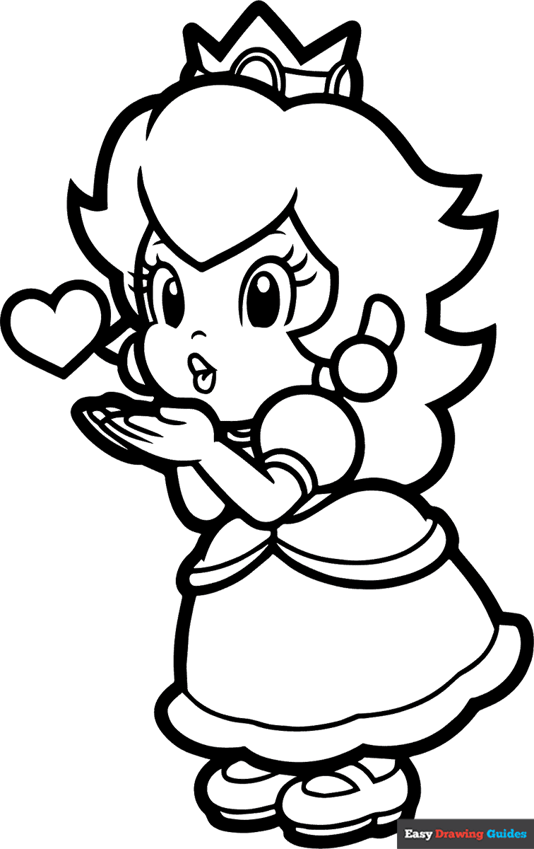 Princess Peach Blowing A Kiss Coloring Page Easy Drawing Guides Princess Peach Blowing A Kiss Coloring Page Easy Drawing Guides
