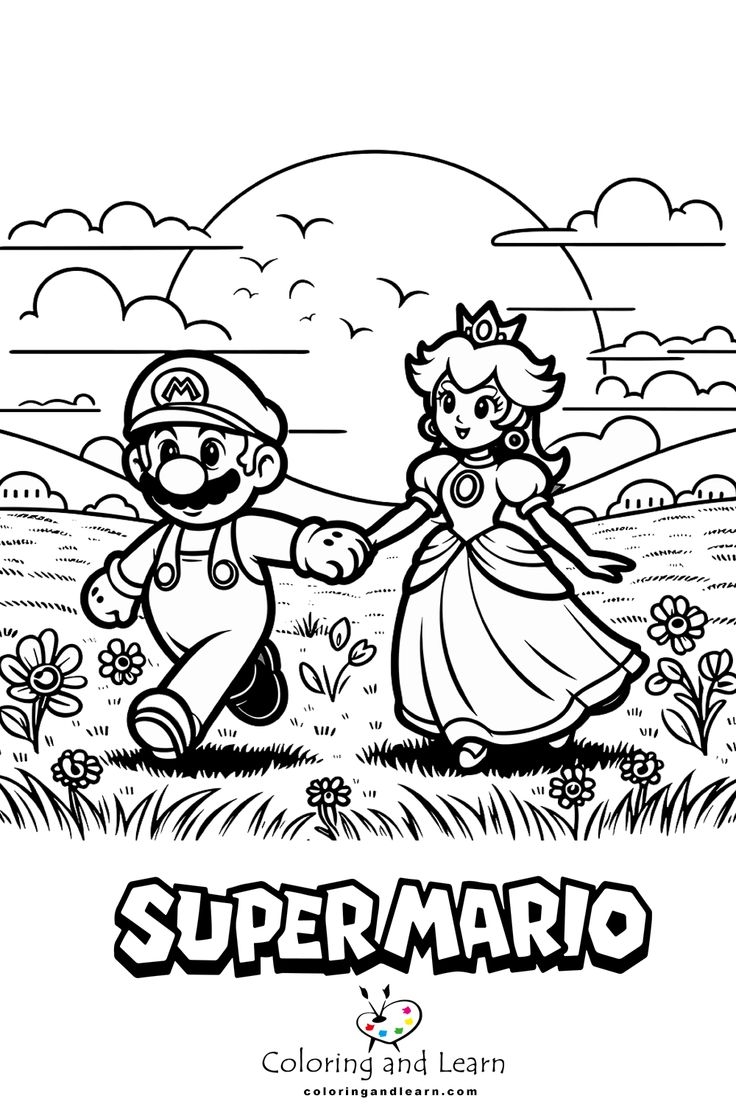 Princess Peach Coloring Pages Coloringandlearn Princess Peach Coloring Pages Coloringandlearn