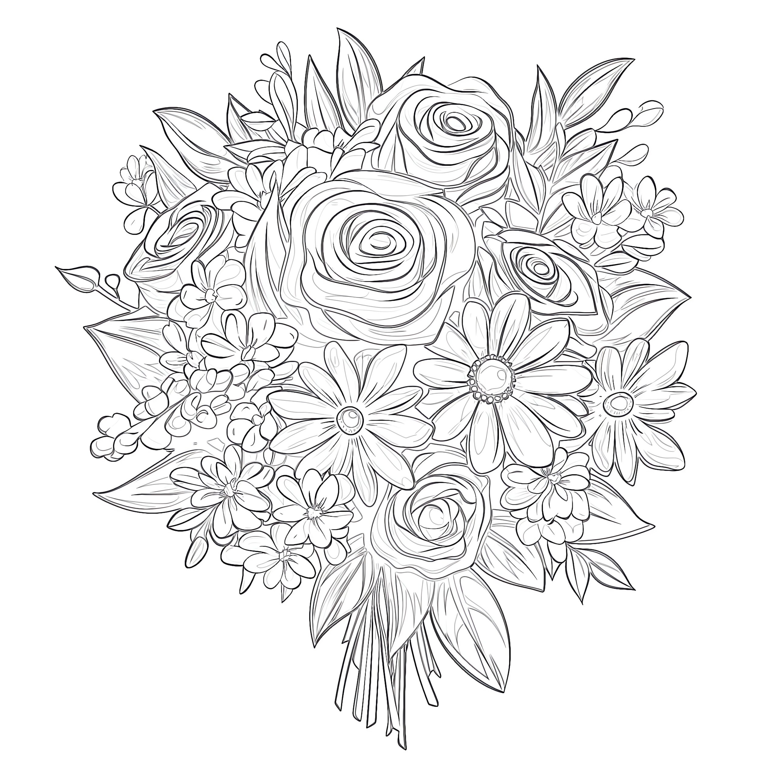 Printable Bouquet Of Flowers Coloring Page Mimi Panda Worksheets Library