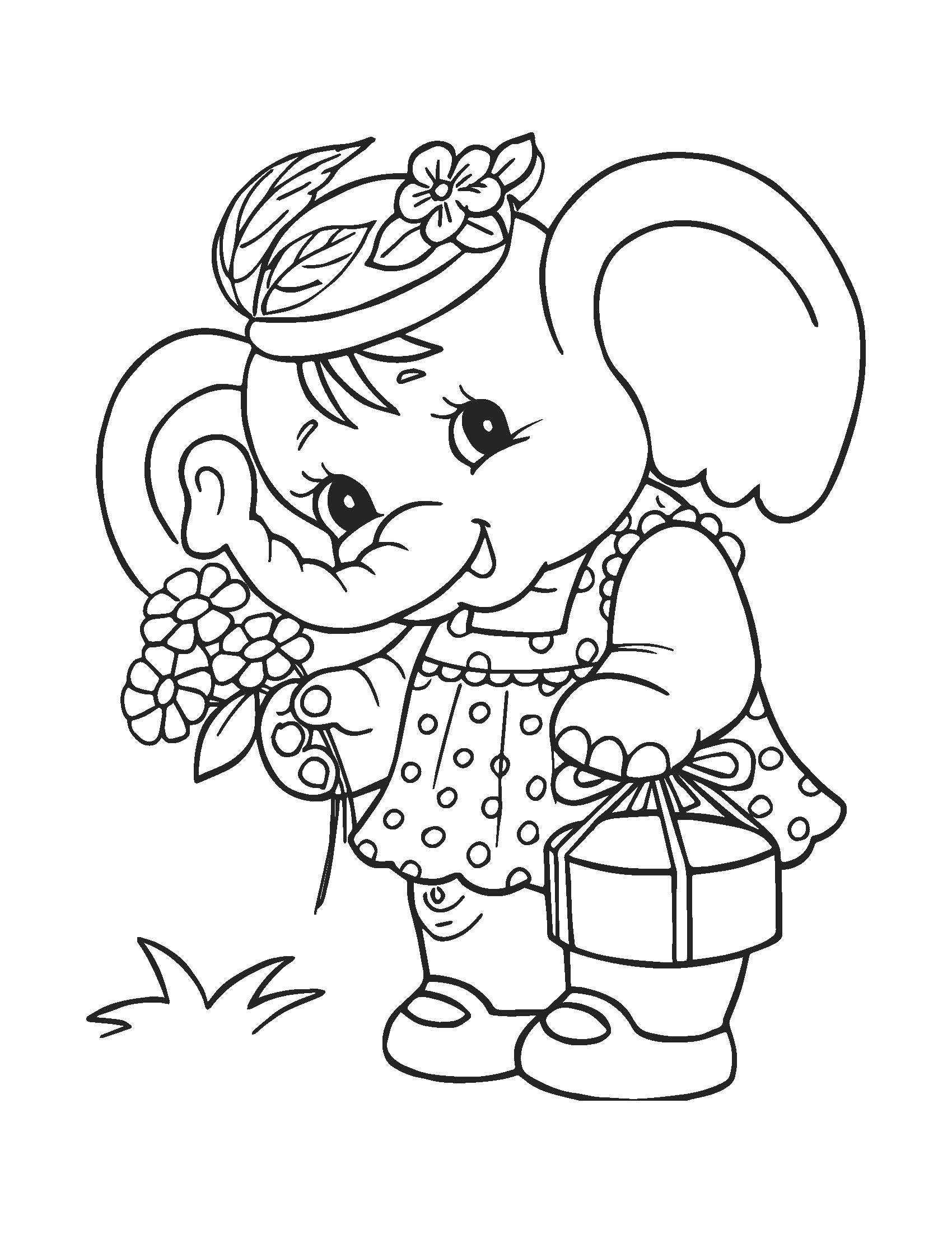 Printable Elephant Coloring Book 20 Pages Etsy