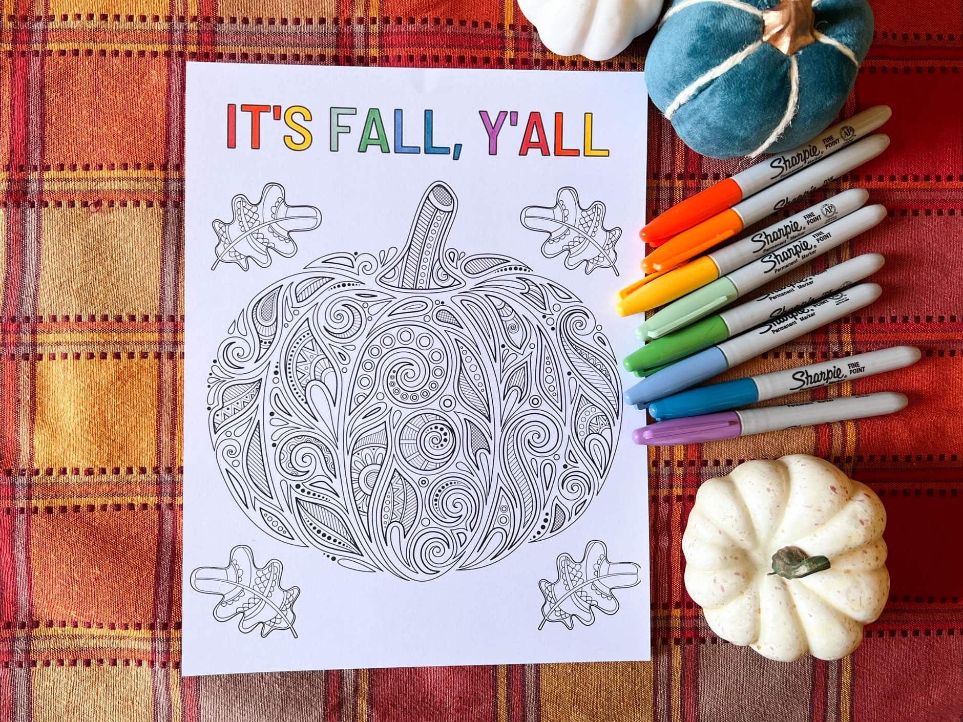 Printable It s Fall Y all Pumpkin Coloring Page Carrie Elle
