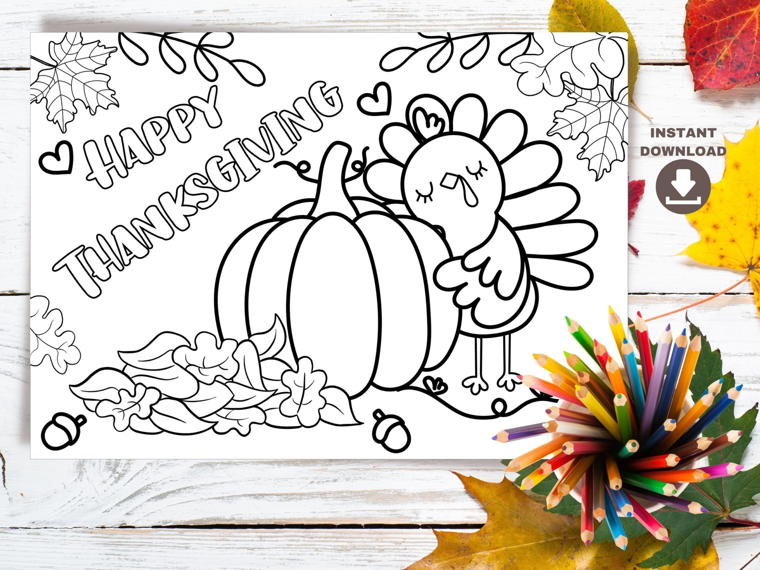 Printable Thanksgiving Turkey Coloring Card And Coloring Page For Kids Digital Download Thanksgiving Cards Thanksgiving Coloring DIY Card Etsy