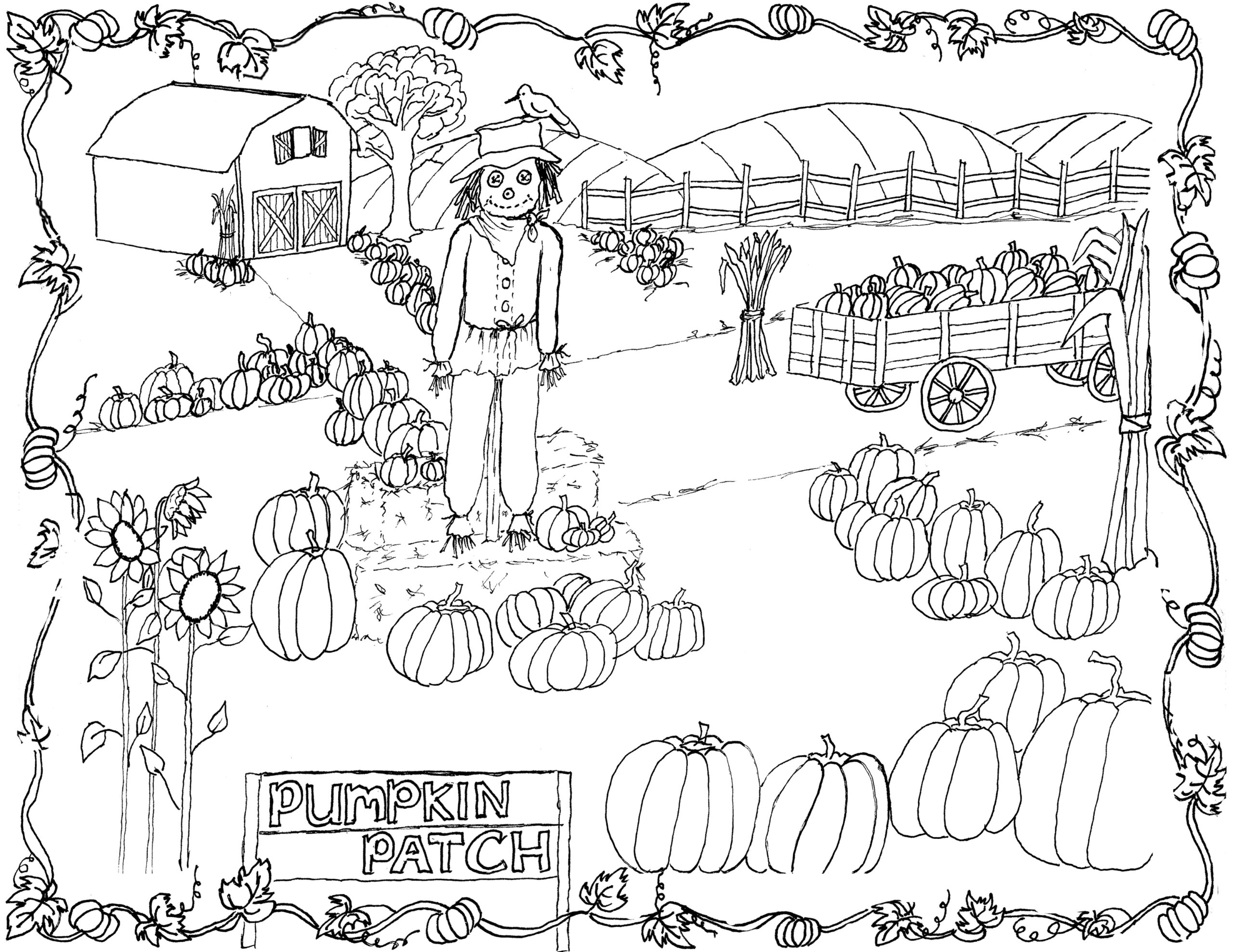 Pumpkin Patch Coloring Page Printable The Graphics Fairy Pumpkin Patch Coloring Page Printable The Graphics Fairy