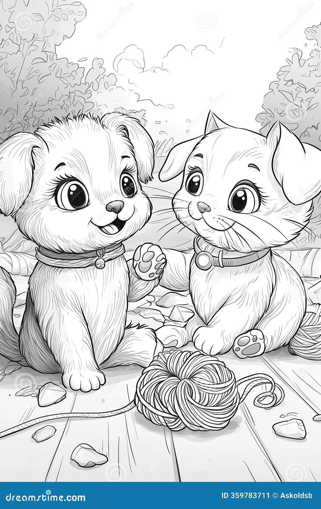 Puppy And Kitten Coloring Page For Kids Stock Illustration Illustration Of Page Outline 359783711 Puppy And Kitten Coloring Page For Kids Stock Illustration Illustration Of Page Outline 359783711