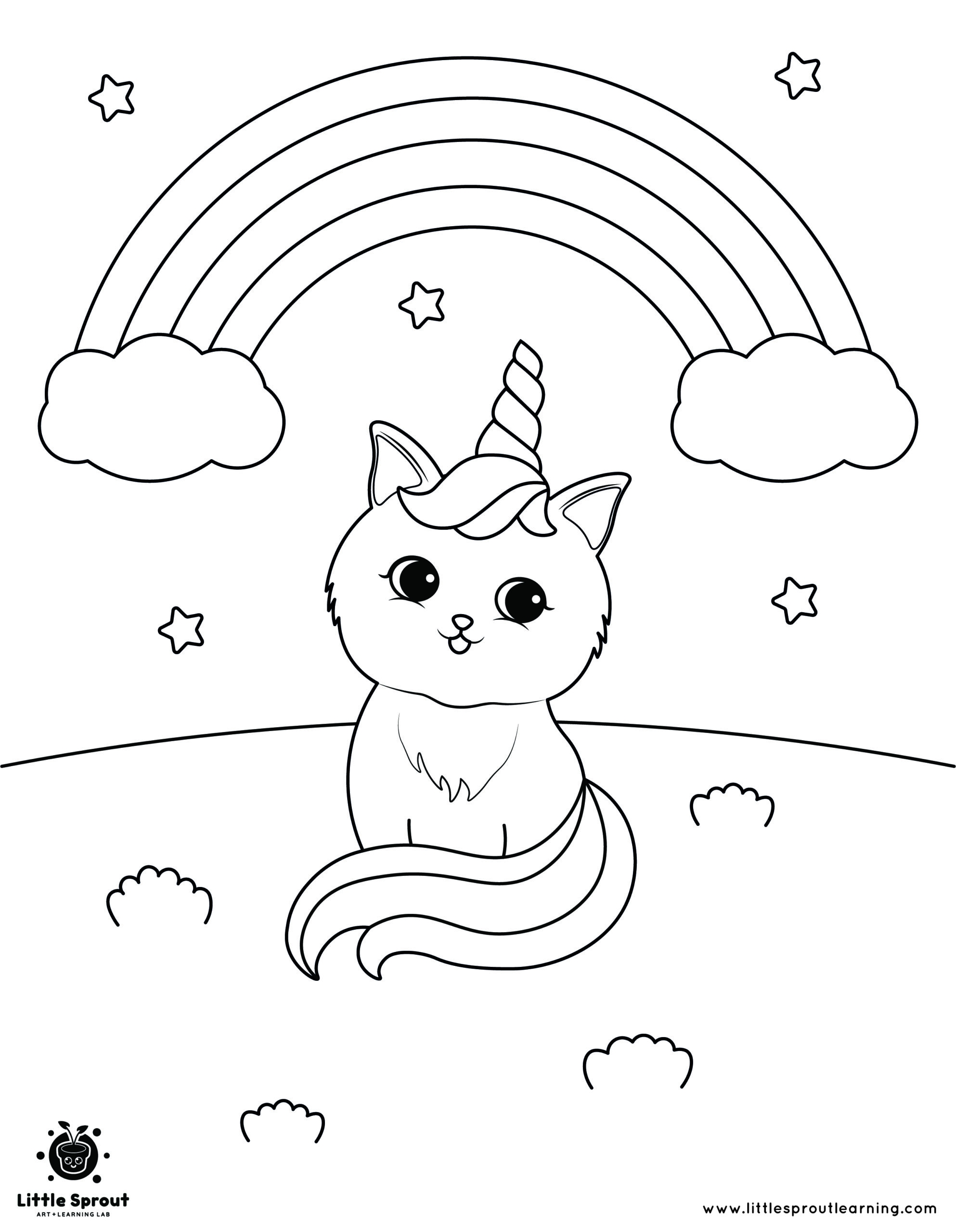 Rainbow Field Unicorn Cat Coloring Page Little Sprout Art Learning Lab Rainbow Field Unicorn Cat Coloring Page Little Sprout Art Learning Lab