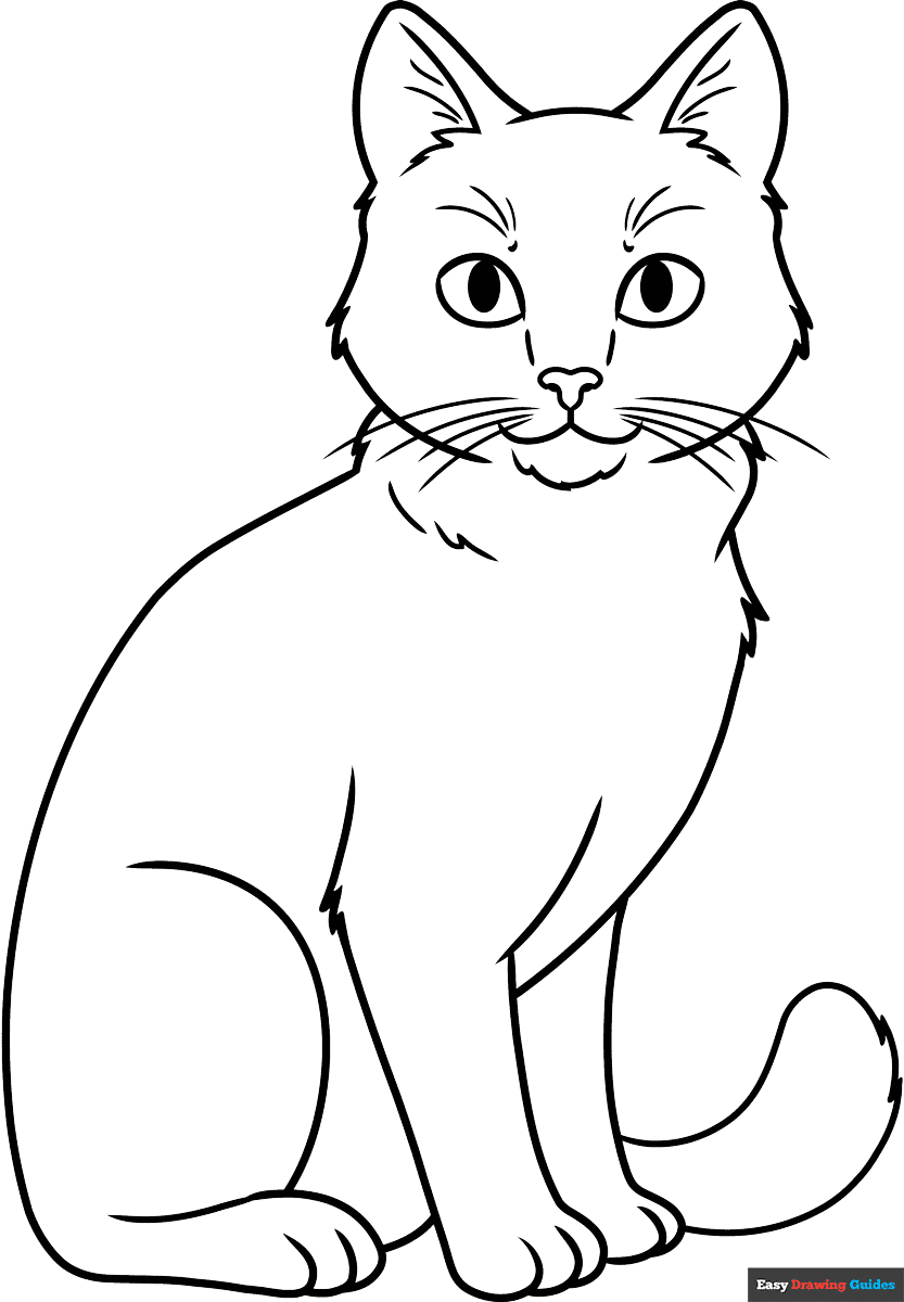 Realistic Cat Coloring Page Easy Drawing Guides Realistic Cat Coloring Page Easy Drawing Guides