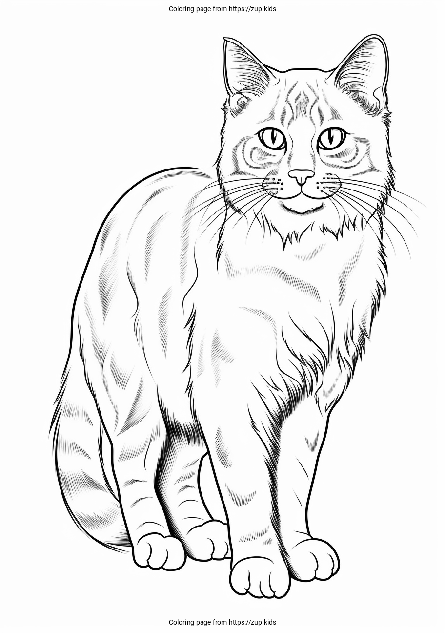 Realistic Cat Coloring Page From Zup kids Realistic Cat Coloring Page From Zup kids