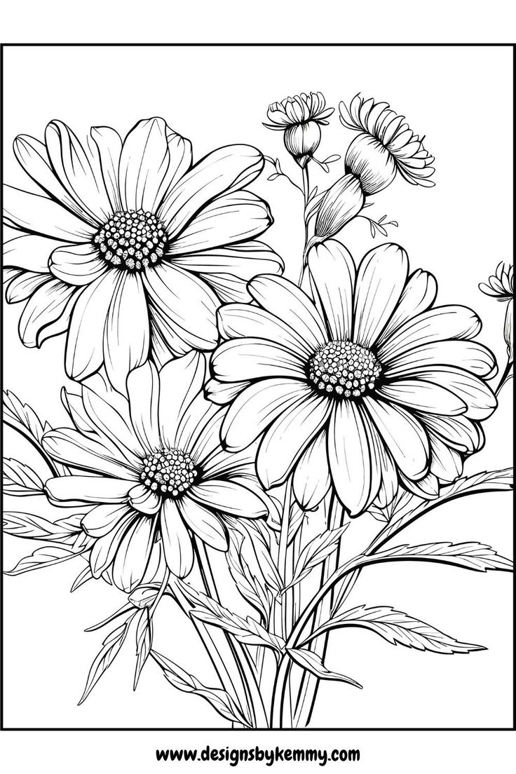 Relaxing Wildflowers Coloring Pages Coloring Pages For Adults Designs By Kemmy