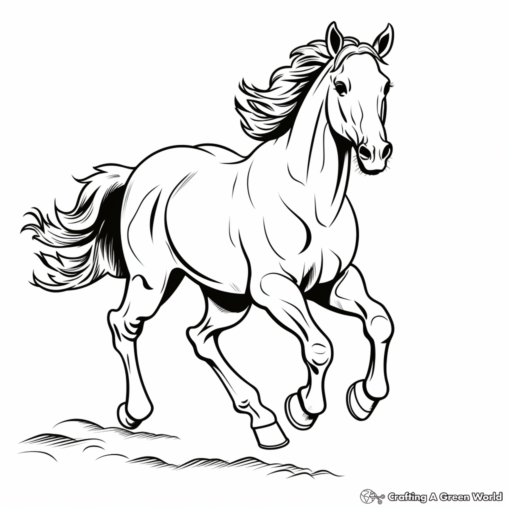 Running Horse Coloring Pages Free Printable  Running Horse Coloring Pages Free Printable