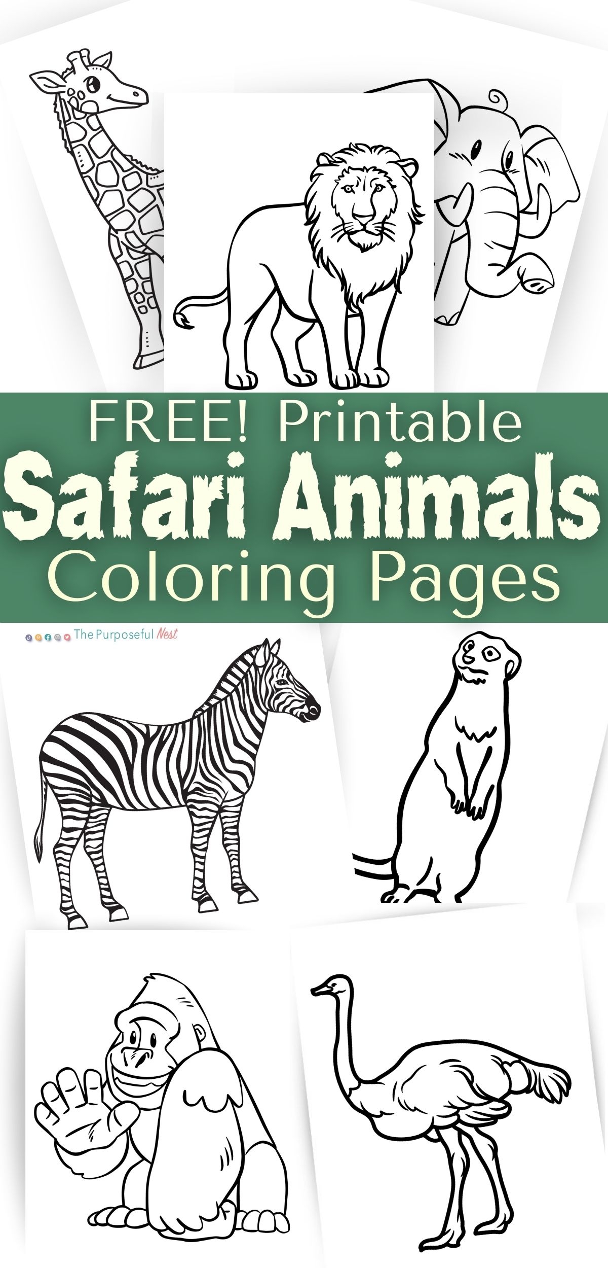 Safari Animals Coloring Page The Purposeful Nest Safari Animals Coloring Page The Purposeful Nest
