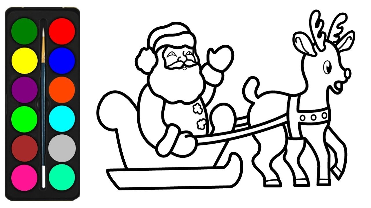  Santa Claus With Sleigh Coloring Pages For Kids Drawings Of Santa Sleigh For Christmas YouTube