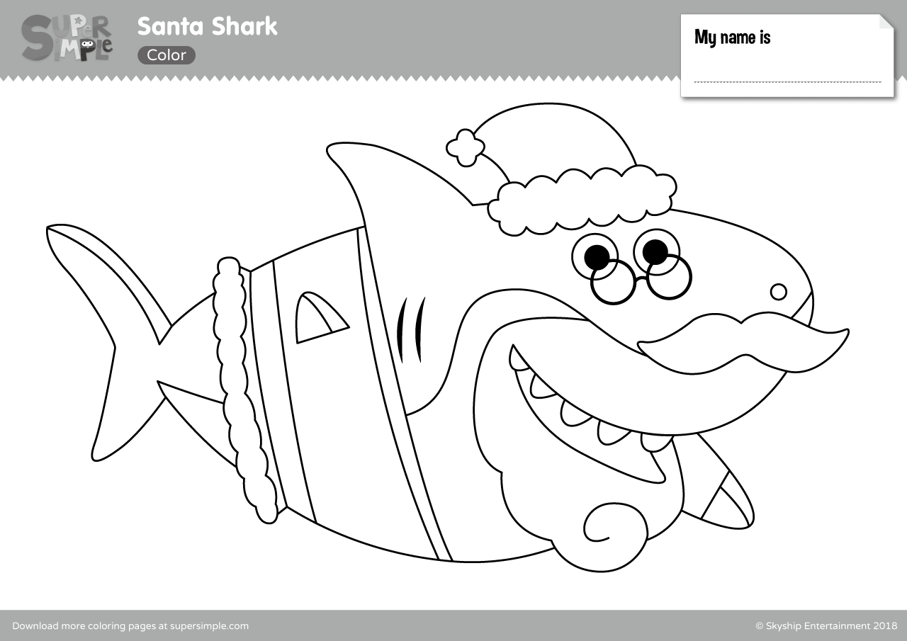 Santa Shark Coloring Pages Super Simple Santa Shark Coloring Pages Super Simple