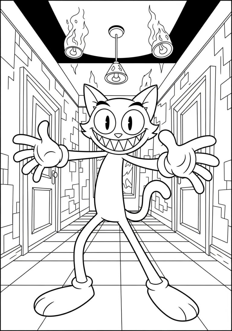Scary Cartoon Cat Coloring Page Printable For Kids Scary Cartoon Cat Coloring Page Printable For Kids